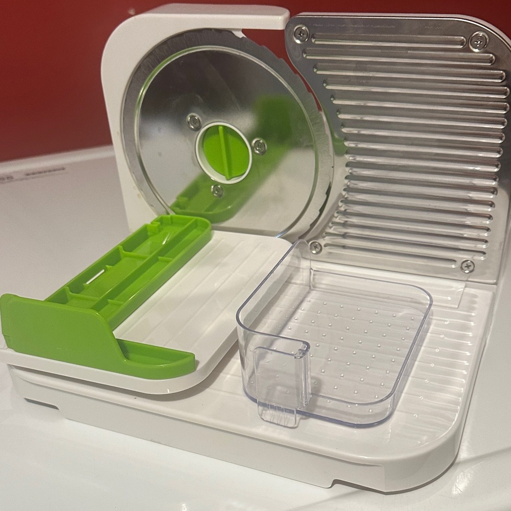 Green and White Food Slicer